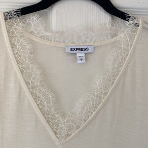 Express lace detail off white long sleeve top - new